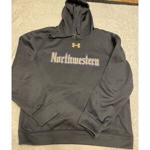 Under Armour Mens Northwestern  Polyester  Hoodie Black Storm Size‎ Large  Loose